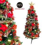 [特價]摩達客幸福8尺一般型裝飾綠聖誕樹紅金色系配件組不含燈