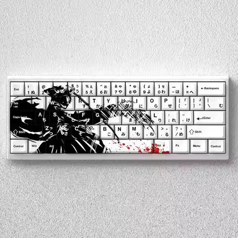PBT Keycaps Kurosaki Ichigo Death Anime Cherry 73 Keys Japanese White for 60% 65% 68% Mechanical Key