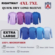 RIGHWAY (4XL-7XL) Plus Size Microfiber Quick-Dry Long Sleeve T-Shirt Unisex Plain Baju Jersey Baju L