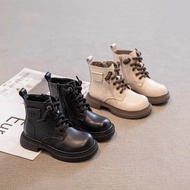 Girls Martin Boots Children's Short Leather Boots Non-slip Kids Thermal Boots Thick Warm Plush Fur 2