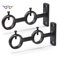 Curtain Rod Bracket, 2Pcs Double Curtain Rod Holder, Double Rod Brackets Hooks for Living Room Bedroom Curtain Rods