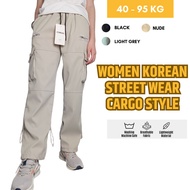 COWGAL Women Cargo Long Pants Straight Cut Multi Pocket