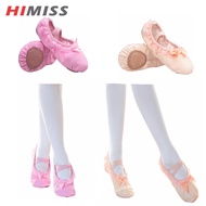 HIMISS Ballet Shoes For Girls Ballet Slippers Soft Cowhide Sole Dance Shoes Bowknot Lace Trim Yoga Shoes