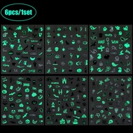Dorisna 6ชิ้น3D เล็บฮาโลวีนเรืองแสงในที่มืดสติกเกอร์ติดเล็บส่องสว่างแมงมุมฟักทองรูปตกแต่งเล็บผีหัวกะ