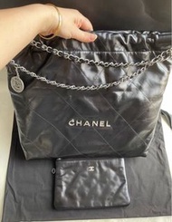 有單 98% new Chanel 22bag Medium黑銀 中號 晶片款