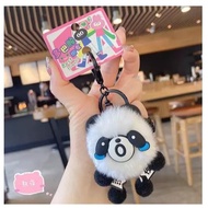 GANTUNGAN Pom Keychain Cute Animal Motif Keychain Accessories Animal Cry Bag Keychain Fur Keychain
