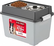 IRIS USA Elevated Dog Bowls, 15" H Raised Bowl for Large Dogs, Airtight Pet Food Storage Holds Up to