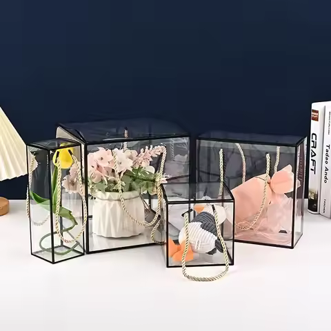 10pcs PVC Transparent Candy Boxes Coffee Plastic PET Handheld Cake Box Cookies Nougat Packaging Birt