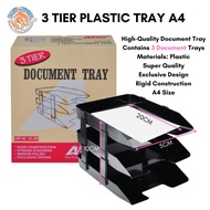 Rak Kertas - 3 TIER PLASTIC TRAY SIZE A4 - Rak kertas A4 - Paper Tray - Paper Organizer - Desk Organ