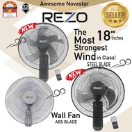 REZO 18" Wall Fan U10/U20 / W10 W20/W10S W20S Extreme Strong Wind Remote control Wall fan / Kipas Di