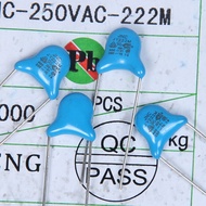 0.0022 uf Safety Regulation AC AC Power Porcelain Sheet Y Capacitor 222M AC250V 2.2n