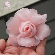 BALSA 5Pcs Artificial Roses Flower, 8cm DIY Silk Roses Flower Head, Elegant High Quality Organza Bur