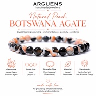 Arguens: 6mm Elastic Peach Botswana Agate Bracelet Gemstonenatural