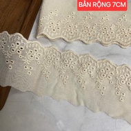 Coarse lace, cream color and dark cream color, size 1.7cm to 7cm (5 meter cord)