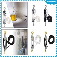 [SzyongxcbMY] Rope Pulley Robust Heavy-duty Lifting Pulley with 2 Hooks Rotating Wheel Pulley System