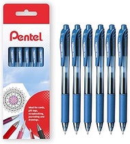 Pentel Energel X BL107 Retractable Gel Rollerball Pens - 0.7mm Nib - Navy Blue (6)