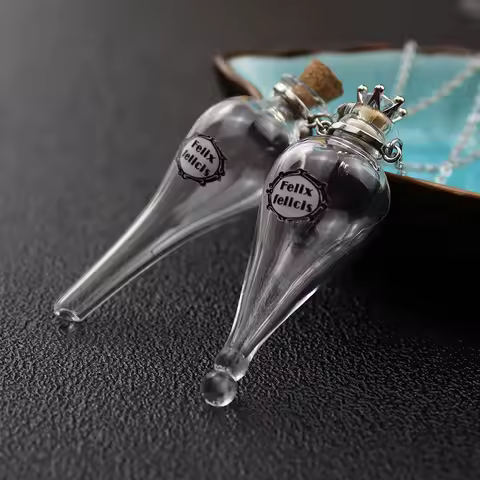 1/2X Magic Glass Wishing Drifting Bottle Cork Magic Potion Lucky Bottle Transfer Amulet DIY Necklace