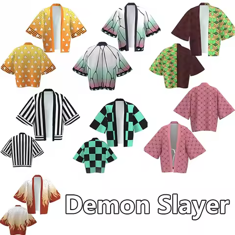 Anime Demon Slayer Kimetsu No Yaiba Cosplay Costume Zenitsu Kochou Shinobu Nezuko Cosplay Haori Kimo
