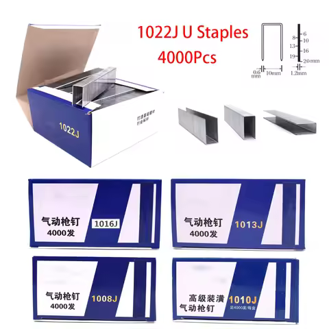 Galvanized Steel Staples - 1006J/1008J/1010J/1013J/1016J/1022J U-Type Air Gun Nails, 4000Pcs/Box for