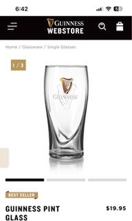 NEW - 🍺 GUINNESS Pin GLASS/ Guinness Stout Glass / Beer Glass/ 健力士啤酒杯