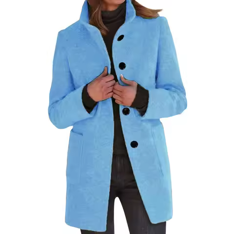 Womens Wool Cardigan Coats With Pockets Ladies Lapel Long Jacket Coat Fashion Solid Casual Winter Ja