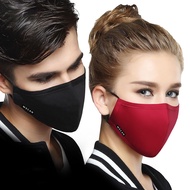 หน้ากากดำผ้าฝ้าย kpop หน้ากากปิดปาก PM2.5หน้ากากป้องกันหน้าฝุ่นพร้อมแผ่นกรองถ่านกัมมันต์2ชิ้นแบบเกาหลีหน้ากากแบบล้างทำความสะอาดได้