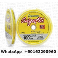 Opass X4 Braided Line GIGAFLI  100m 10-100LB Japan Material Braided line tali benang 4 sulam