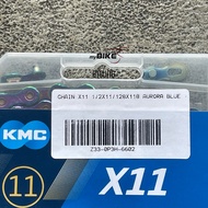 KMC X11 AURORA BLUE 118 Link - 11 Speed Chain
