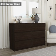 SHIRO Furniture Kayu Almari Baju 6 Chest Drawer Cabinet 3+3 Chest Drawer Wardrobe Storage Cabinet White Wenge Color