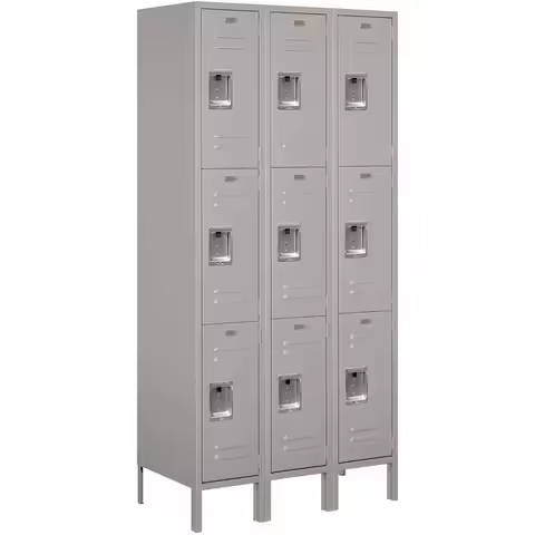 Triple Tier 36 Wide 6-Foot High 18 Deep Gray Metal Locker, Unassembled