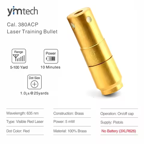 Laser Training Bullet, 380ACP Laser Cartridge for Dry Fire Training and Shooting Simulation, Trainer