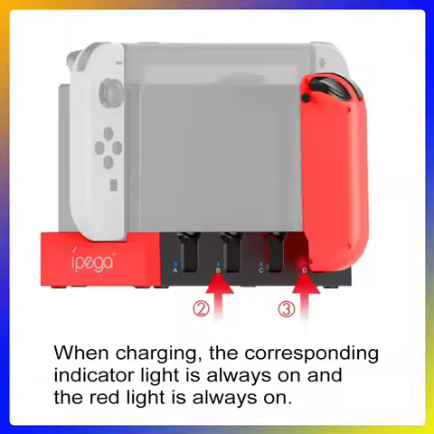 PG-9186 Game Controller Charging Dock Station for Joy-Con Console with Indicator Compact and Portabl