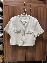 韓國 zoom clothing 米白拼藍色小香風外套