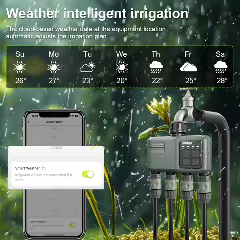 HCT-639 4-Zone Wireless Water Timer Large Area Irrigation Sprinkler Tuya App Easy to Set&Use 1=4 Out