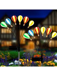 1入組6個LED太陽能熱氣球燈，適用於草坪、戶外庭院、花園、帳篷、露營、鞦韆裝飾照明燈