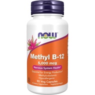 NOW Foods Supplements, Methyl B-12 5000mcg,Methylcobalamin, Hypoallergenic, 90 Veg Capsules