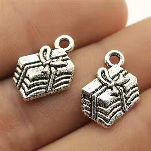 10pcs 15x12mm Antique Silver Color Giftbox Charms Pendant DIY Jewelry Accessories Wholesale