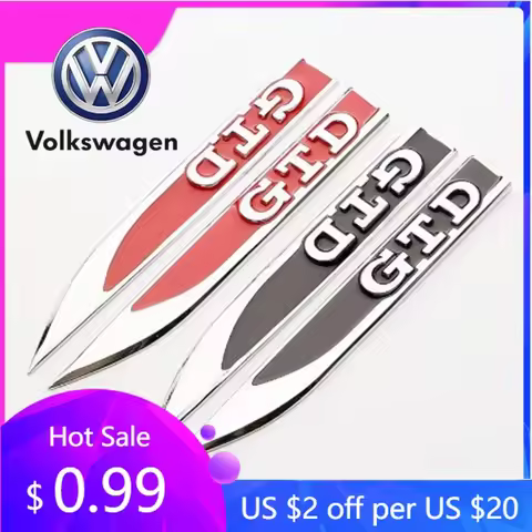 2026 Hot For Volkswagen VW 2Pcs 3D Metal Car Fender Badge Decal GTD Logo Stickers For Volkswagen VW 