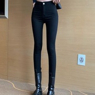 KF - 小腳牛仔褲高腰九分修身牛仔褲【黑色】【XS-XL碼】(下單後請聯絡客服確認發貨尺碼)#K011011485
