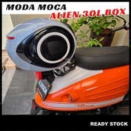 (Moda Moca) 30L Alien Top Box Motorcycle Siput Box Scooter With Back Rest Brake Light Waterproof