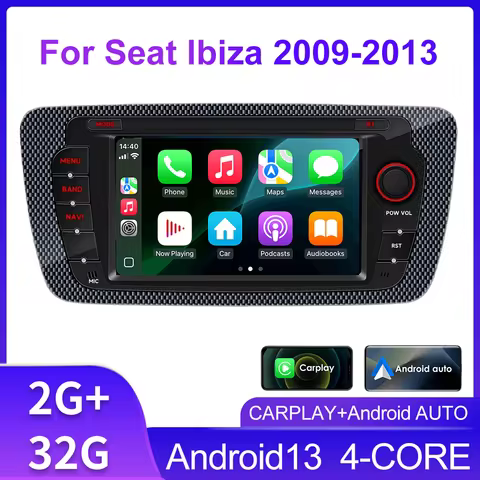 2 DIN Car Radio screen for Seat Ibiza 6j 2009-2013 with wireless CarPlay Android Auto GPS Bluetooth 