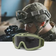 3เลนส์แว่นตาเพนท์บอลอัดลมยุทธวิธีแว่นตากันลมป้องกันการเกิดฝ้า CS แว่นตาป้องกันการยิงเหมาะสำหรับหมวกกันน็อคทหาร