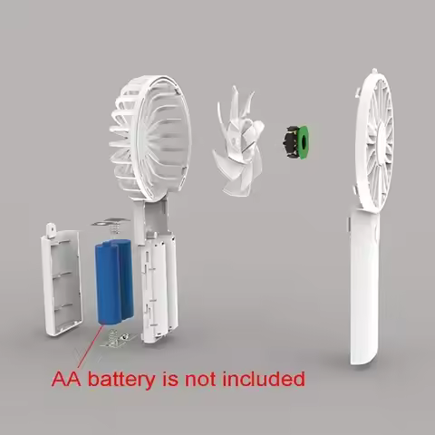 652F Rechargeable Mini Fan USB Desk Strong AA Battery Powered for Office