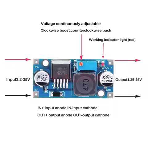 LM2596S-ADJ 3-40V DC-DC Adjustable Step-down Voltage Regulator Power Supply MODULE BOARD 3A Buck Con