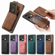 Magnetic Retro Phone Case For Xiaomi 14 Pro 14Ultra Redmi 13C Xiaomi 11 Lite 12T Pro Xiaomi 13T Pro Push Pull Design Cards Bag