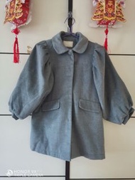 韓國兒童服裝品牌.灰色毛呢外套.公主袖娃娃領（偏瘦嘅成人都可著）.size 140