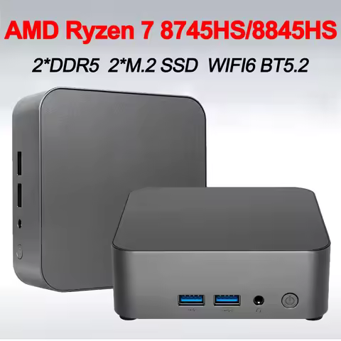 Baiying NUC13PLUS AMD Ryzen 7 8745HS/8845HS Mini PC 2*DDR5 2*M.2 SSD WiFi6 BT5.2 Windows 11 Desk Off