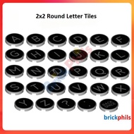Brickphils Printed Tile 14769 - 2x2 Round Letter Tiles (from Typewriter Set)