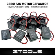 (ZTOOLS) 450V Fan Motor Capacitor Wire Condenser Kipas 1uF 1.5uF 2uF 5uF 6uF 10uF 20uF CBB61 CBB450