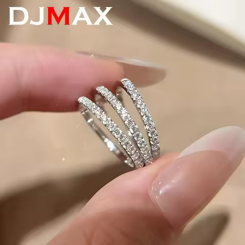 DJMAX Premium Classic Women Moissanite Ring Anniversary Original 925 Sterling Silver Jewelry Moissan
